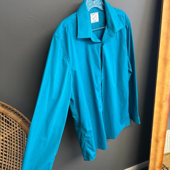 BeSpoke Mens Button Up Bright Blue Size Medium 15-15.5 Slim Fit Shirt Streetwear - Picture 2 of 5